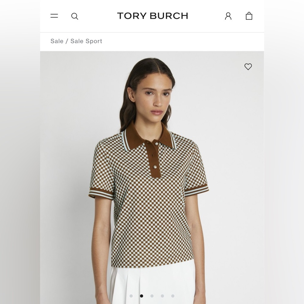 Tory Burch CHECKERED PIQUÉ POLO- woman’s small